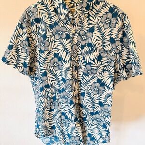 Floral Blue and White Men's Shirt